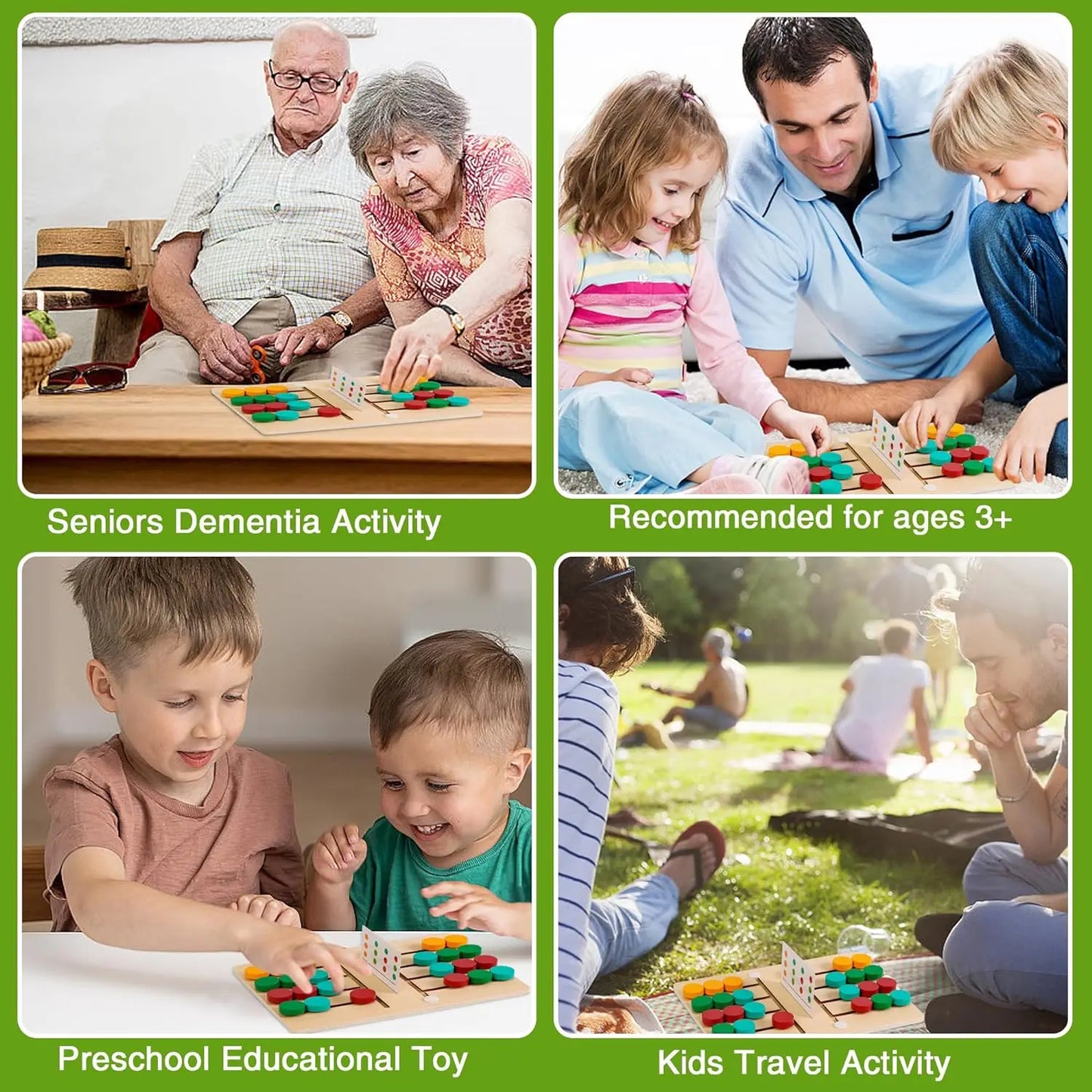 Montessori Color Matching Learning Toys Sliding Puzzle for Kids 3 4 5 6 7 Years Old Preschool Logic Game Brain Teasers Boys Girls 2 Players Educational Wooden Toddler Travel Toys Gifts