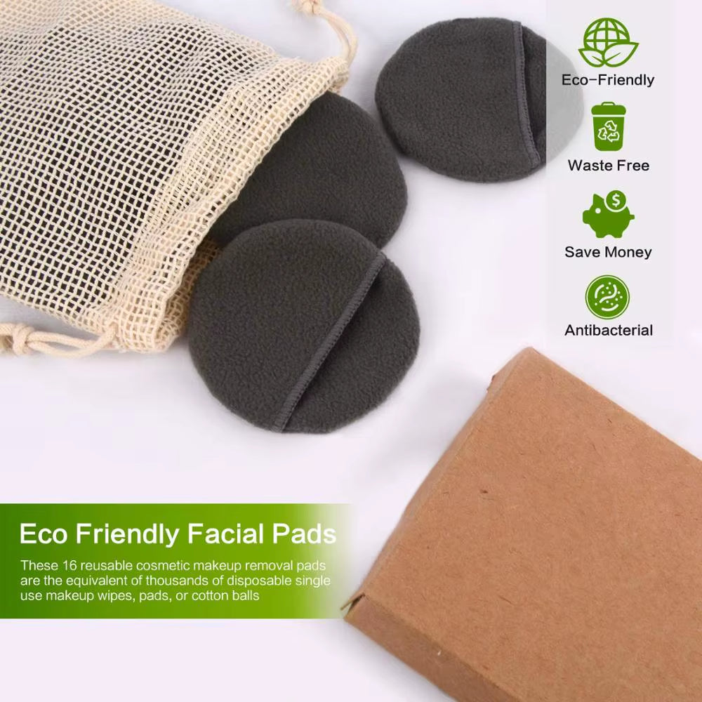 14/20 Packs Reusable Bamboo Cotton Makeup Remover Pads Facial Toner Pads Washable 4 Layer Face Pads Facial Skin Care Wipe Pads