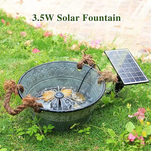 3.5W Solar Fountain Pump, Outdoor Solar Fountain with Upgraded Glass Solar Panel and Nozzle, Solar Fountain Pump for Bird Baths