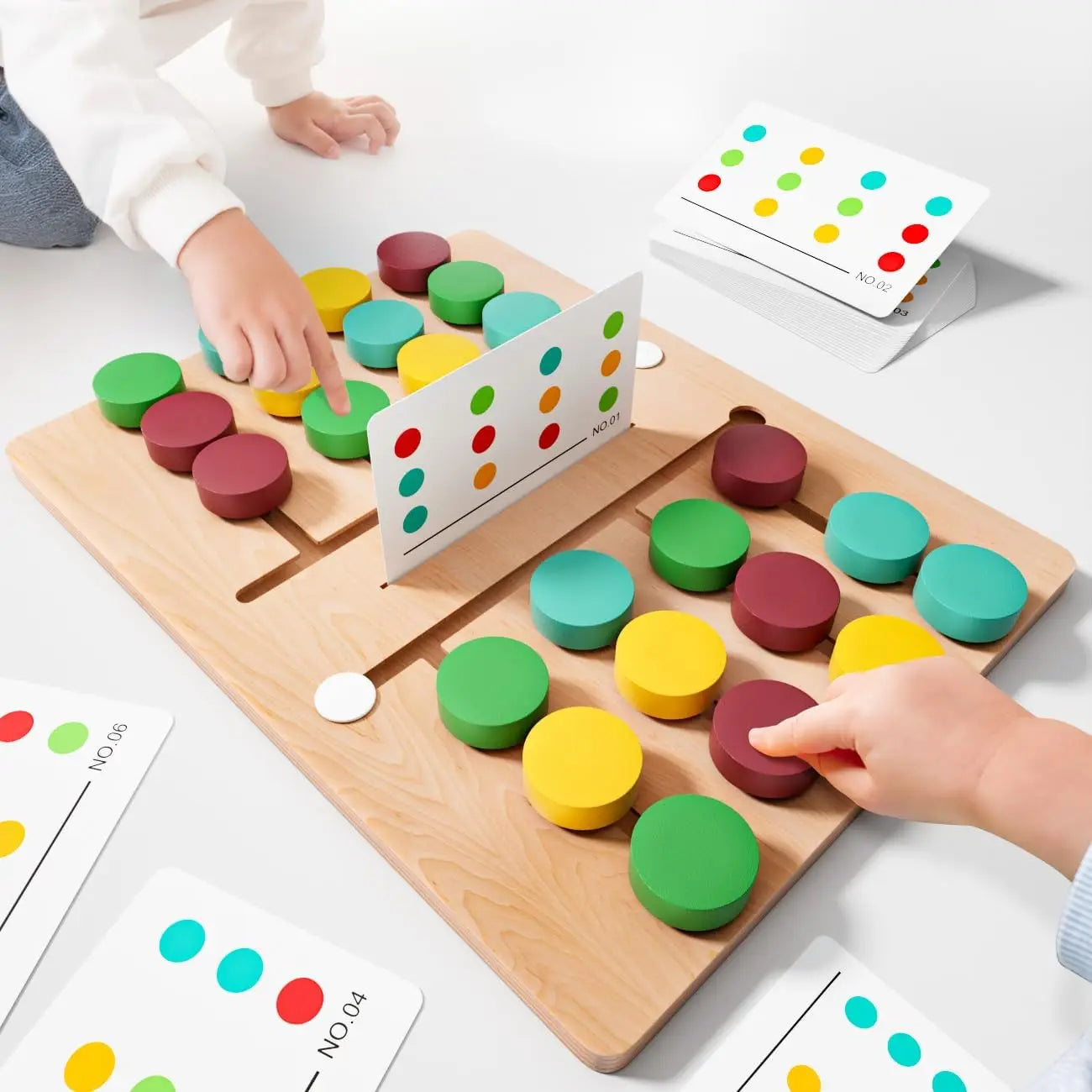 Montessori Color Matching Learning Toys Sliding Puzzle for Kids 3 4 5 6 7 Years Old Preschool Logic Game Brain Teasers Boys Girls 2 Players Educational Wooden Toddler Travel Toys Gifts