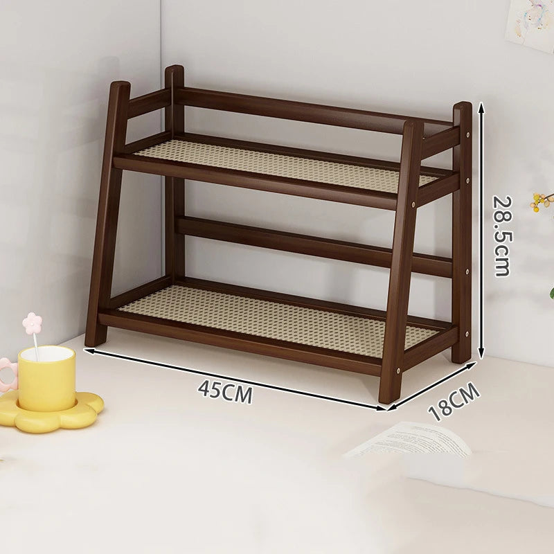 Household 2-Tier Cup Shelf Organizer, Kitchen Counter Shelf for Tea Coffee Bar Accessories, Bamboo Mug Holder Countertop, Matcha Stand, Cup Display, Condiment Storage Rack - Natural