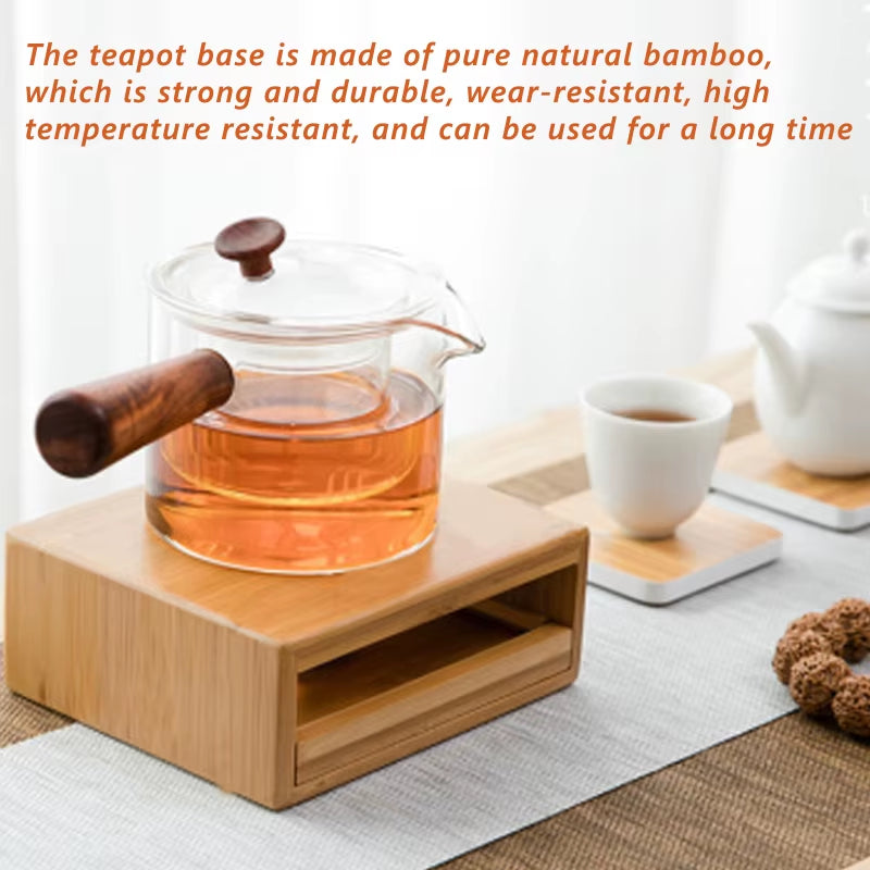 Bamboo Tea Warmer Candle Heating Holder Japanese-Style Thermostat Wine Temperature Base Teapot Heater Tea Pot Stove Insulation