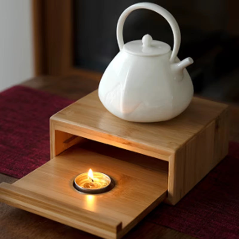 Bamboo Tea Warmer Candle Heating Holder Japanese-Style Thermostat Wine Temperature Base Teapot Heater Tea Pot Stove Insulation