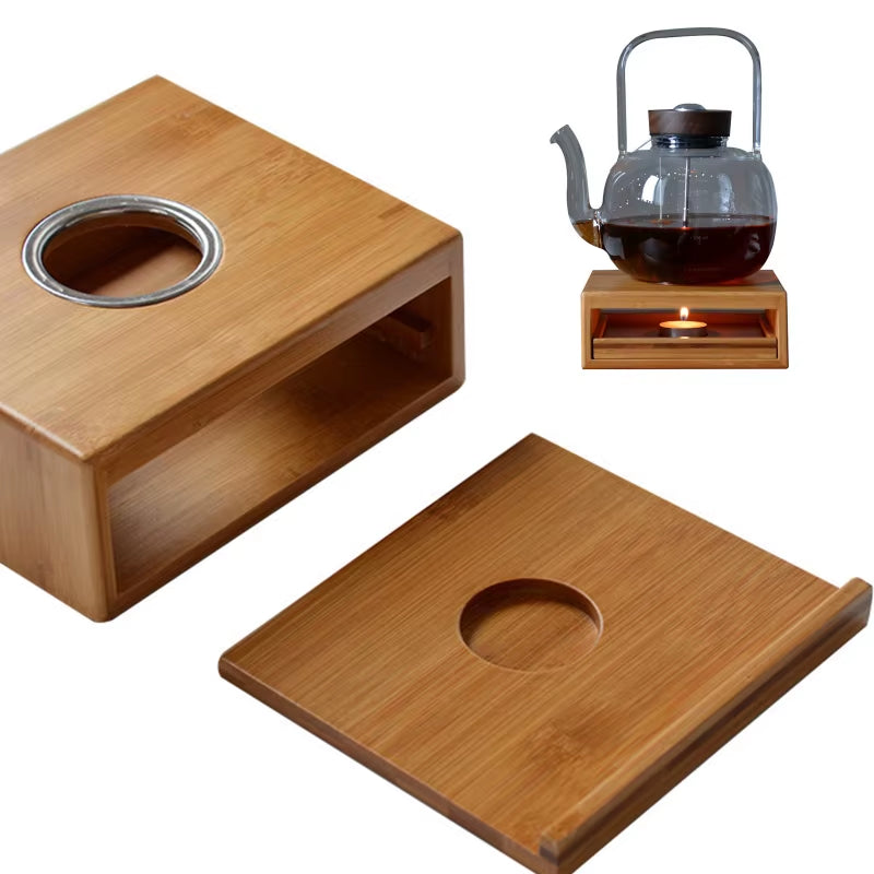 Bamboo Tea Warmer Candle Heating Holder Japanese-Style Thermostat Wine Temperature Base Teapot Heater Tea Pot Stove Insulation