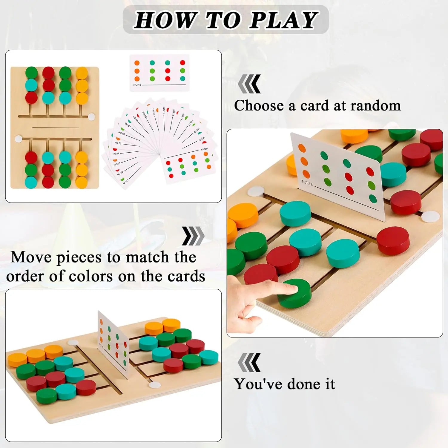 Montessori Color Matching Learning Toys Sliding Puzzle for Kids 3 4 5 6 7 Years Old Preschool Logic Game Brain Teasers Boys Girls 2 Players Educational Wooden Toddler Travel Toys Gifts