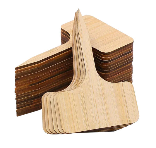 40Pcs Wooden Plant Labels, Eco-Friendly T-Type Bamboo Plant Labels Tags Garden Plant Markers for Seed Potted Herbs Flowers Vegetables