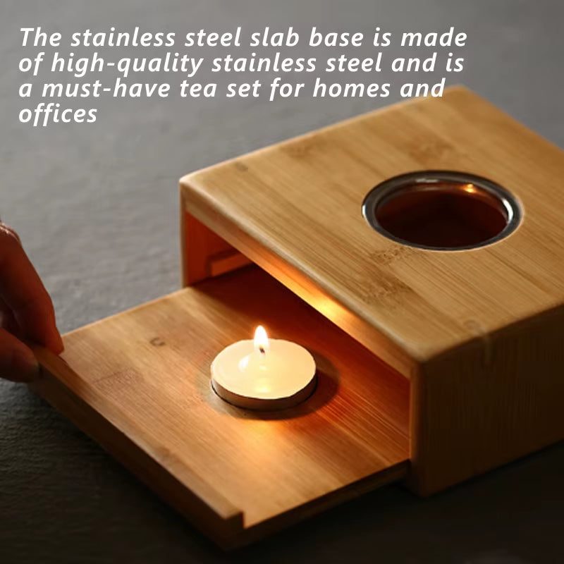 Bamboo Tea Warmer Candle Heating Holder Japanese-Style Thermostat Wine Temperature Base Teapot Heater Tea Pot Stove Insulation