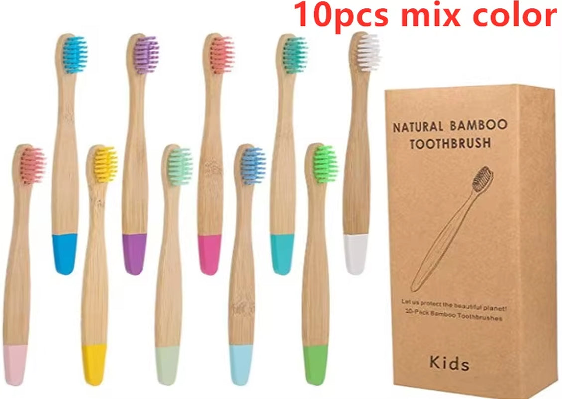 New Organic Children'S Bamboo Toothbrush Ten Colors Soft Fibre Bristles Biodegradable Handle Eco Friendly Kids Toothbrushes
